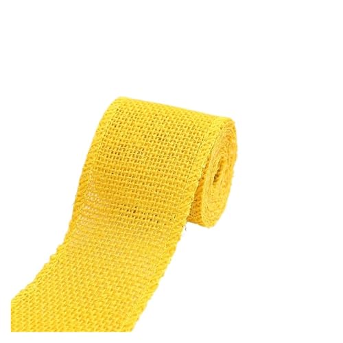 2 m/Rolle, 60 mm Breite, buntes natürliches Jute-Sackleinen, Mehrzweck-Bastelband, DIY-Weihnachtsdekoration, Gartenarbeit, Verpackungspaket Für Hochzeit, Bauernhaus Party(Yellow 2 meters roll) von KBLDOPN