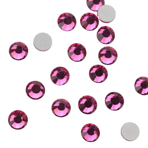 Hotfix Strasssteine Fixierung Kristall Cristales Flatback Zurück Nicht Hotfix Strass for Taschen Bekleidung DIY Nagel Kunst Für Kleidung Schuhe Diy Handwerk Geschenk(126 Fuchsia,5mm SS20 1440pcs) von KBLDOPN