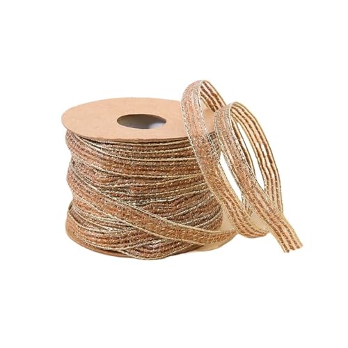 KBLDOPN 10M/Rolle Vintage Jute Sackleinen Hessisches Band Mit Spitze Rustikale Hochzeit Party Dekoration Weihnachten DIY Handwerk Geschenk Verpackung Gurtband Für Hochzeit, Bauernhaus Party(Coffee) von KBLDOPN