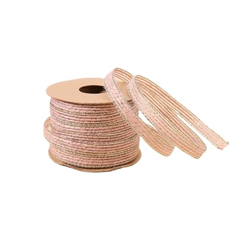 KBLDOPN 10M/Rolle Vintage Jute Sackleinen Hessisches Band Mit Spitze Rustikale Hochzeit Party Dekoration Weihnachten DIY Handwerk Geschenk Verpackung Gurtband Für Hochzeit, Bauernhaus Party(Pink) von KBLDOPN
