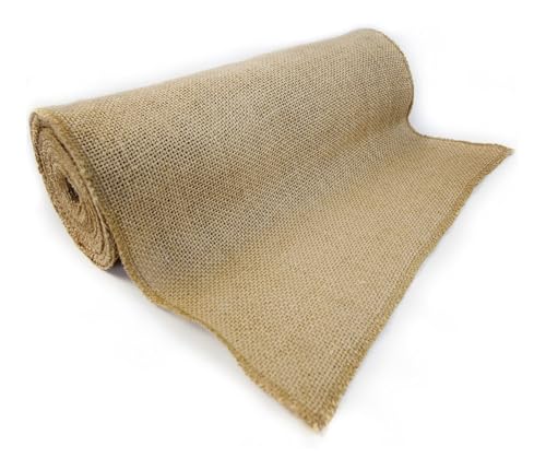 KBLDOPN 12" x 10yd Sackleinen-Rolle, natürlicher Langer Stoff mit fertigen Kanten, perfekt for Hochzeiten Für Hochzeit, Bauernhaus Party(30cm x 275cm) von KBLDOPN