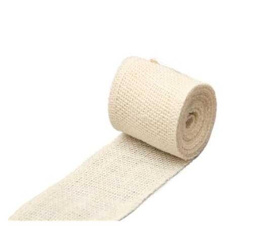 KBLDOPN 2 m/Rolle, 6 cm, natürliches Jute-Sackleinen-Band, rustikales Vintage-Hochzeitsdekor, Sackleinen-Hanf-Rolle, Weihnachtsfeier-Zubehör, DIY-Dekoration Für Hochzeit, Bauernhaus Party(Beige) von KBLDOPN