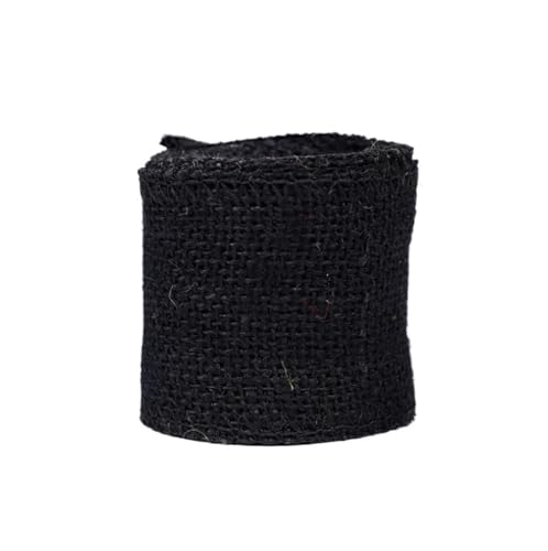 KBLDOPN 2 m/Rolle, 6 cm, natürliches Jute-Sackleinen-Band, rustikales Vintage-Hochzeitsdekor, Sackleinen-Hanf-Rolle, Weihnachtsfeier-Zubehör, DIY-Dekoration Für Hochzeit, Bauernhaus Party(Black) von KBLDOPN