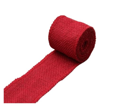KBLDOPN 2 m/Rolle, 6 cm, natürliches Jute-Sackleinen-Band, rustikales Vintage-Hochzeitsdekor, Sackleinen-Hanf-Rolle, Weihnachtsfeier-Zubehör, DIY-Dekoration Für Hochzeit, Bauernhaus Party(Dark red) KBLDOPN 2 m/Rolle, 6 cm, natürliches Jute-Sackleinen-Band, rustikales Vintage-Hochzeitsdekor, Sackleinen-Hanf-Rolle, Weihnachtsfeier-Zubehör, DIY-Dekoration Für Hochzeit, Bauernhaus Party(Dark red) von KBLDOPN