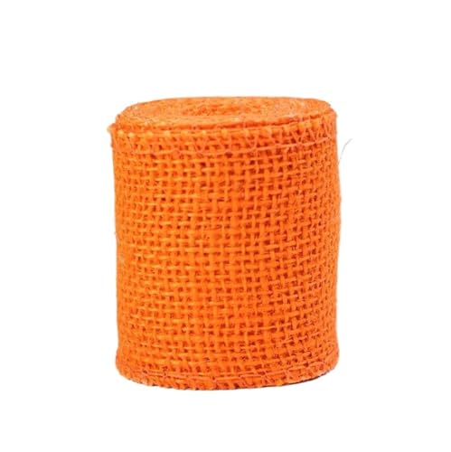 KBLDOPN 2 m/Rolle, 6 cm, natürliches Jute-Sackleinen-Band, rustikales Vintage-Hochzeitsdekor, Sackleinen-Hanf-Rolle, Weihnachtsfeier-Zubehör, DIY-Dekoration Für Hochzeit, Bauernhaus Party(Orange) von KBLDOPN