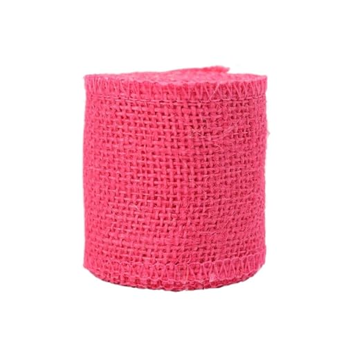 KBLDOPN 2 m/Rolle, 6 cm, natürliches Jute-Sackleinen-Band, rustikales Vintage-Hochzeitsdekor, Sackleinen-Hanf-Rolle, Weihnachtsfeier-Zubehör, DIY-Dekoration Für Hochzeit, Bauernhaus Party(Pink) von KBLDOPN