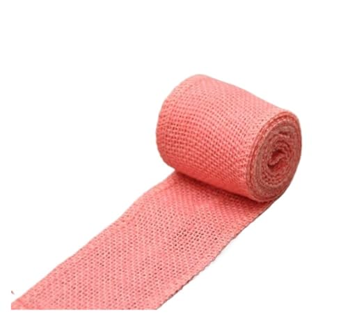 KBLDOPN 2 m/Rolle, 6 cm, natürliches Jute-Sackleinen-Band, rustikales Vintage-Hochzeitsdekor, Sackleinen-Hanf-Rolle, Weihnachtsfeier-Zubehör, DIY-Dekoration Für Hochzeit, Bauernhaus Party(Pink) von KBLDOPN