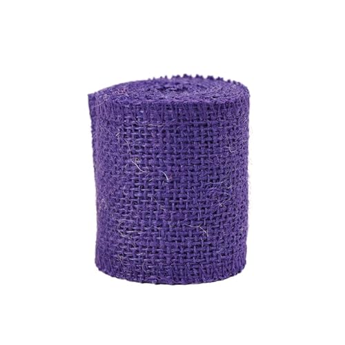 KBLDOPN 2 m/Rolle, 6 cm, natürliches Jute-Sackleinen-Band, rustikales Vintage-Hochzeitsdekor, Sackleinen-Hanf-Rolle, Weihnachtsfeier-Zubehör, DIY-Dekoration Für Hochzeit, Bauernhaus Party(Purple) von KBLDOPN