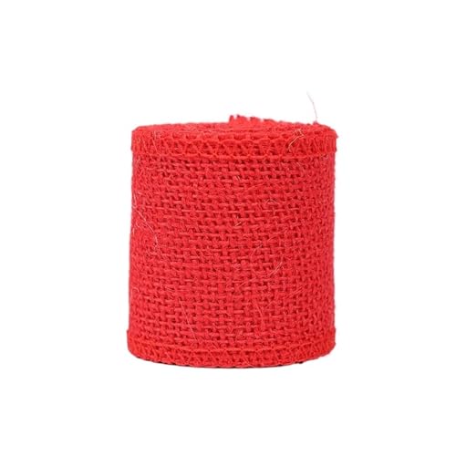 KBLDOPN 2 m/Rolle, 6 cm, natürliches Jute-Sackleinen-Band, rustikales Vintage-Hochzeitsdekor, Sackleinen-Hanf-Rolle, Weihnachtsfeier-Zubehör, DIY-Dekoration Für Hochzeit, Bauernhaus Party(Red) von KBLDOPN