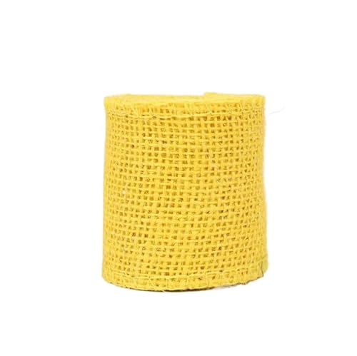 KBLDOPN 2 m/Rolle, 6 cm, natürliches Jute-Sackleinen-Band, rustikales Vintage-Hochzeitsdekor, Sackleinen-Hanf-Rolle, Weihnachtsfeier-Zubehör, DIY-Dekoration Für Hochzeit, Bauernhaus Party(Yellow) von KBLDOPN