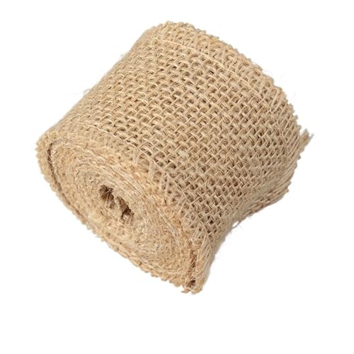 KBLDOPN 2 m natürliche Jute-Sackleinen-Bänder, Vintage-Jute-Sackleinen-Stoff, Jute-Bandrollen for DIY-Bastelarbeiten, Hochzeitsdekor Für Hochzeit, Bauernhaus Party(5cm) von KBLDOPN