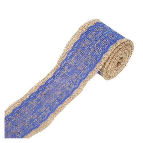 KBLDOPN 2M DIY Spitzenband Nähband Natürliche Sackleinen Rolle Sackleinen Borte Band Party Decor Stricken Klebeband Aufkleber Handwerk Stoff fitas Für Hochzeit, Bauernhaus Party(Blue) von KBLDOPN