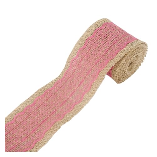 KBLDOPN 2M DIY Spitzenband Nähband Natürliche Sackleinen Rolle Sackleinen Borte Band Party Decor Stricken Klebeband Aufkleber Handwerk Stoff fitas Für Hochzeit, Bauernhaus Party(Fuchsia) von KBLDOPN