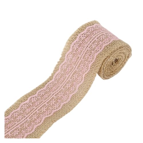 KBLDOPN 2M DIY Spitzenband Nähband Natürliche Sackleinen Rolle Sackleinen Borte Band Party Decor Stricken Klebeband Aufkleber Handwerk Stoff fitas Für Hochzeit, Bauernhaus Party(Pink) von KBLDOPN