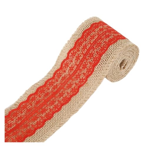 KBLDOPN 2M DIY Spitzenband Nähband Natürliche Sackleinen Rolle Sackleinen Borte Band Party Decor Stricken Klebeband Aufkleber Handwerk Stoff fitas Für Hochzeit, Bauernhaus Party(Red) von KBLDOPN
