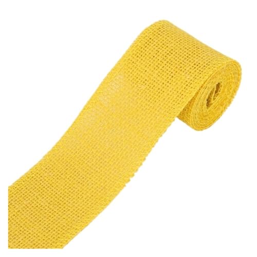 KBLDOPN 2M natürliche Jute Sackleinen Spitze 6cm Juteband hessischen Band Borte Band rustikale Hochzeit Dekor Event & Party liefert Für Hochzeit, Bauernhaus Party(Yellow) von KBLDOPN
