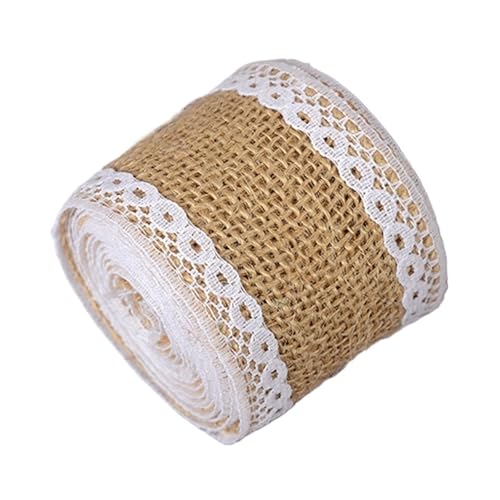 KBLDOPN 2m/Rolle Spitzenband for Hochzeit, Party, Dekoration, DIY, Nähzubehör, natürliche Jute, Sackleinen, Band, Stoff, Geschenkpapier, Juterolle, Vintage Für Hochzeit, Bauernhaus Party(08) von KBLDOPN