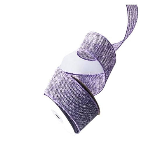KBLDOPN 4,5 m/Rolle DIY Stoffband Sackleinenband mit Drahtrand Weihnachtsbaumband Kranzschleifen Bastelband Geschenkverpackung Für Hochzeit, Bauernhaus Party(Bule) von KBLDOPN