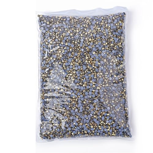 KBLDOPN Hotfix Strasssteine 14400 Stück Hotfix-Strasssteine ​​SS6-SS20 Kristall-Hotfix-Strasssteine Für Kleidung Schuhe DIY Handwerk Geschenk(Mine Gold,SS8-14400pcs) von KBLDOPN