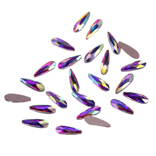 KBLDOPN Hotfix Strasssteine Crystal AB Regentropfen, Nicht Hotfix-Strasssteine, for Aufkleben auf Nail-Art-Kristalle mit Flacher Rückseite Für Kleidung Schuhe DIY Handwerk Geschenk(100PCS_2.5X8MM) von KBLDOPN