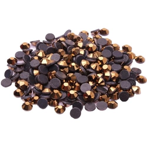 KBLDOPN Hotfix Strasssteine Hotfix-Strasskristall mit Kleber auf flachem Kristallglas-Strassstein Für Kleidung Schuhe DIY Handwerk Geschenk(Mine Gold,SS16 1440pcs) von KBLDOPN