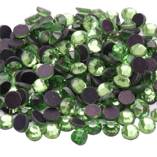 KBLDOPN Hotfix Strasssteine Hotfix-Strasskristall mit Kleber auf flachem Kristallglas-Strassstein Für Kleidung Schuhe DIY Handwerk Geschenk(Peridot,SS30 288pcs) von KBLDOPN