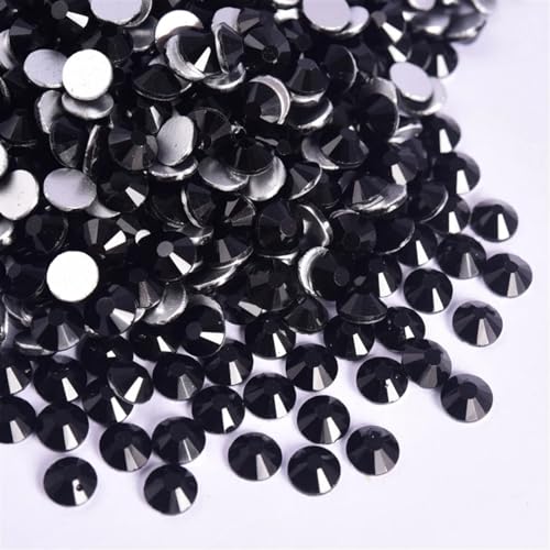 KBLDOPN Hotfix Strasssteine Kristall AB Glitzer Strass Glas Nicht Hotfix Strasssteine ​​Flatback Diamant Nail Art Dekorationen Für Kleidung Schuhe DIY Handwerk Geschenk(Jet Black,SS50-144pcs) von KBLDOPN