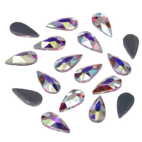 KBLDOPN Hotfix Strasssteine Tropfenförmige Kristall-AB-Hotfix-Strasssteine ​​zum Aufbügeln auf Kristalle mit Flacher Rückseite Für Kleidung Schuhe DIY Handwerk Geschenk(360Pcs,5x10mm) von KBLDOPN
