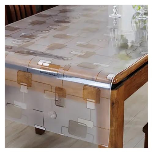 KBLDOPN Tischdecke Transparent 1.5mm Translucent Waterproof Soft Tablecloth Rectangle Table Cloths Coffee Table Mat Table Cover for Kitchen Für Tisch(C 1.5mm,80x80cm) von KBLDOPN