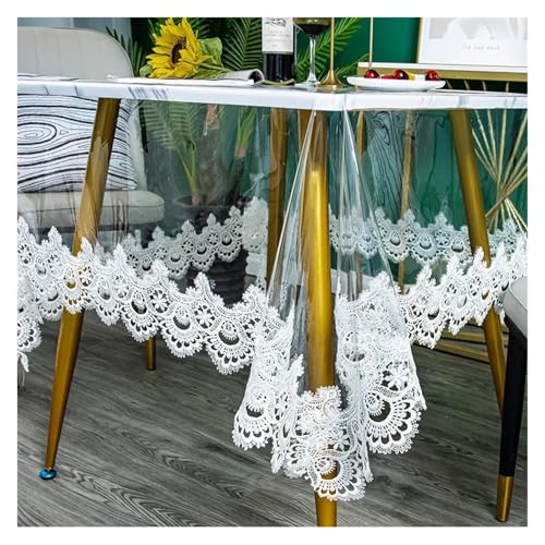 KBLDOPN Tischdecke Transparent PVC Transparent Tablecloth, Heat-Resistant, Embroidered Square Table Cloth Waterproof, and Oil Resistant Dining Table Mat, 1pc Für Tisch(Color-06,130x130cm) von KBLDOPN