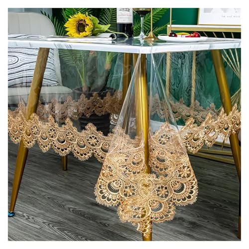 KBLDOPN Tischdecke Transparent PVC Transparent Tablecloth, Heat-Resistant, Embroidered Square Table Cloth Waterproof, and Oil Resistant Dining Table Mat, 1pc Für Tisch(Color-07,110x110cm) von KBLDOPN