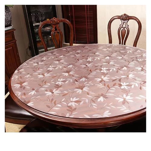 KBLDOPN Tischdecke Transparent Round Tablecloth Transparent Soft Glass Table Mat PVC Waterproof Oilproof Plate Living Room Kitchen Table Cloth Home Decor Für Tisch(Color-08,Diameter 130cm) von KBLDOPN