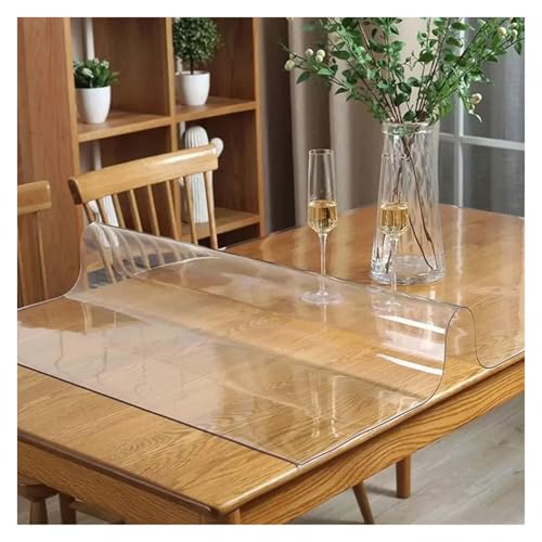 KBLDOPN Tischdecke Transparent Soft Glass Tablecloth Transparent PVC Table Cloth Waterproof Oil Proof Kitchen Dining Rectangular Table Cover Matte Clear Für Tisch(60cmx220cm) von KBLDOPN