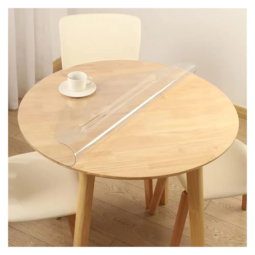 KBLDOPN Tischdecke Transparent Soft Glass Tablecloth Transparent PVC Table Cloth Waterproof Oil Proof Kitchen Dining Rectangular Table Cover Matte Clear Für Tisch(80cm Round) von KBLDOPN