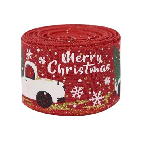 KBLDOPN Weihnachts-Sackleinen-Band-Rolle Weihnachtsbaum-Schnur-Streamer-Band Auto-LKW-rotes Kariertes Band for Verpackung DIY-Bogen-Basteln Für Hochzeit, Bauernhaus Party(T02) von KBLDOPN