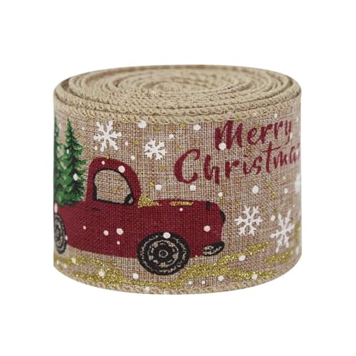 KBLDOPN Weihnachts-Sackleinen-Band-Rolle Weihnachtsbaum-Schnur-Streamer-Band Auto-LKW-rotes Kariertes Band for Verpackung DIY-Bogen-Basteln Für Hochzeit, Bauernhaus Party(T04) von KBLDOPN