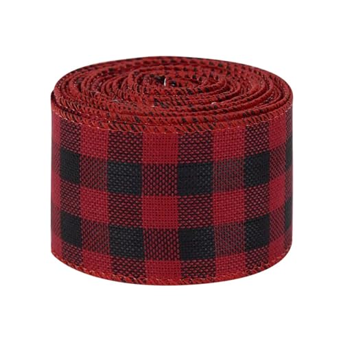 KBLDOPN Weihnachts-Sackleinen-Band-Rolle Weihnachtsbaum-Schnur-Streamer-Band Auto-LKW-rotes Kariertes Band for Verpackung DIY-Bogen-Basteln Für Hochzeit, Bauernhaus Party(T07) von KBLDOPN