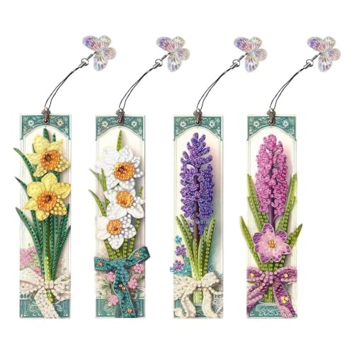 4 Stück Blumen Diamant Lesezeichen,Diamant-Malerei Lesezeichen Kits für Erwachsene,Florid Diamond Painting Lesezeichen Kinder,ädchen bastelset,Lesezeichen Bastelset mit Kristall Anhänger. (Flower2) 4 Stück Blumen Diamant Lesezeichen,Diamant-Malerei Lesezeichen Kits für Erwachsene,Florid Diamond Painting Lesezeichen Kinder,ädchen bastelset,Lesezeichen Bastelset mit Kristall Anhänger. (Flower2) von KBNGCAQ