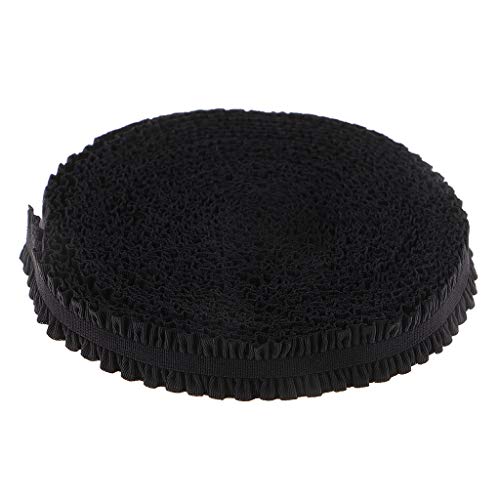 1 Rolle Picot-Rand, Stretch-Spitze, Doppel-Rüschenband, Nähen, Basteln, schwarz von KBOLAE
