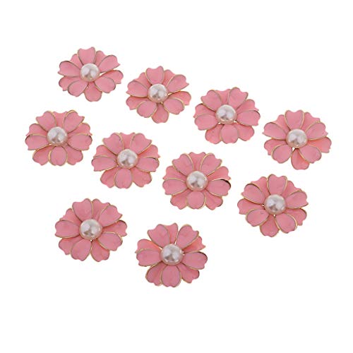 10 Stück Perlen Strass Blume Knopf Kristall flache Rückseite Ornamente Dekoration Rosa + Perle 10 Stück Perlen Strass Blume Knopf Kristall flache Rückseite Ornamente Dekoration Rosa + Perle von KBOLAE