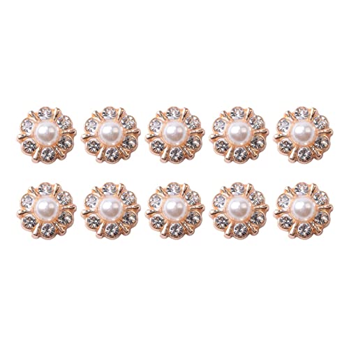 10 Stück kleine Strass-Perlenknöpfe, rund, Legierung, flache Rückseite, goldfarben, 12 mm 10 Stück kleine Strass-Perlenknöpfe, rund, Legierung, flache Rückseite, goldfarben, 12 mm von KBOLAE