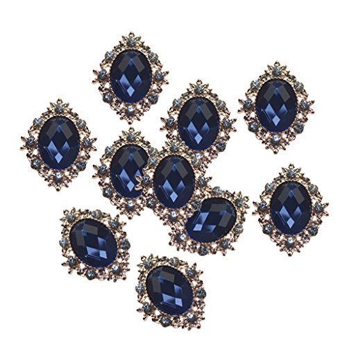 10 x Strass-Perlen mit flacher Rückseite, Knopf, Scrapbook-Verzierung, marineblau von KBOLAE