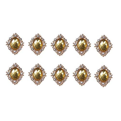 10 x Strass-Perlen mit flacher Rückseite, Knopf, Scrapbooking, Verzierung, goldfarben von KBOLAE