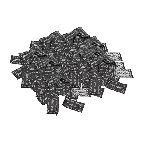 100 x handgefertigte englische Etiketten, Stoff, DIY, Kleidung, Nähen, Bastelzubehör, silberfarbenes Wort, 100 Stück 100 x handgefertigte englische Etiketten, Stoff, DIY, Kleidung, Nähen, Bastelzubehör, silberfarbenes Wort, 100 Stück von KBOLAE