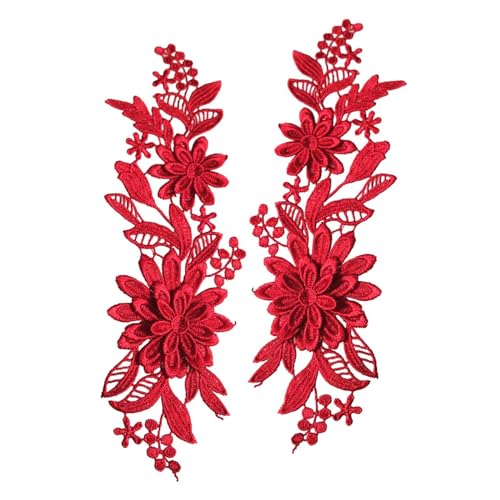 2 x Spitzenapplikationen mit Blumenstickerei für Hochzeit, Abschlussball, Kleid, Kleidung, Rot, 25 x 10 cm 2 x Spitzenapplikationen mit Blumenstickerei für Hochzeit, Abschlussball, Kleid, Kleidung, Rot, 25 x 10 cm von KBOLAE
