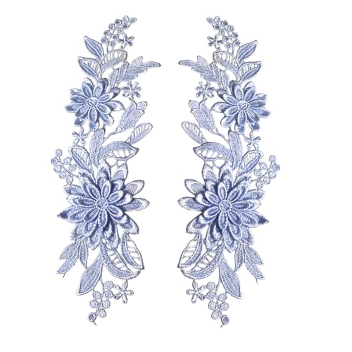 2 x Spitzenapplikationen mit Blumenstickerei für Hochzeit, Abschlussball, Kleid, Kleidung, blau, 25 x 10 cm 2 x Spitzenapplikationen mit Blumenstickerei für Hochzeit, Abschlussball, Kleid, Kleidung, blau, 25 x 10 cm von KBOLAE