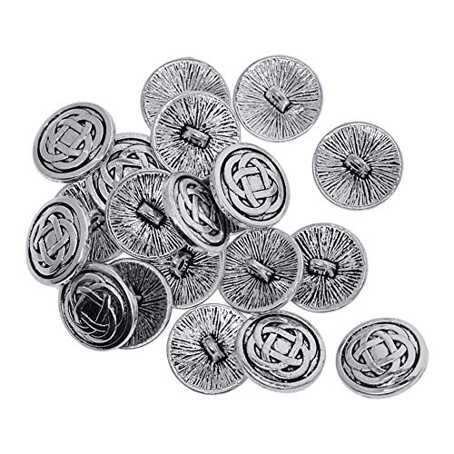 20 x tibetische, silberfarbene Metalllegierung, 1 Loch, Nähknöpfe, Verschluss 17 mm, keltischer Knoten von KBOLAE