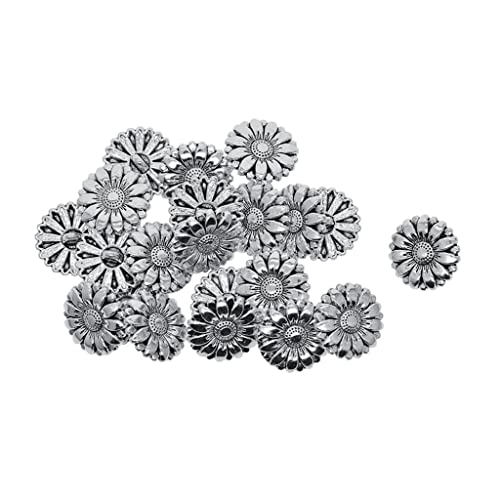20 x tibetische, silberfarbene Metalllegierung, 1 Loch, Nähknöpfe, Verschluss 18 mm, Gänseblümchen 20 x tibetische, silberfarbene Metalllegierung, 1 Loch, Nähknöpfe, Verschluss 18 mm, Gänseblümchen von KBOLAE