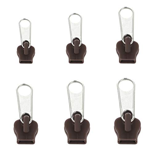 6 Stück sofort abnehmbares Ende Reißverschluss Reparaturset Universal Reißverschluss Schieber Nähzubehör für Jeans Hosen DIY Handwerk Kaffee von KBOLAE