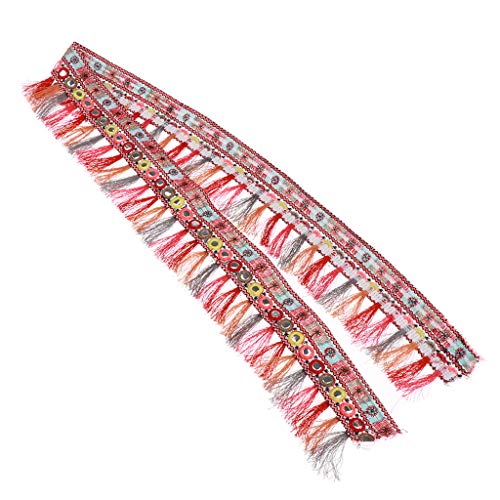 91 cm rotes ethnisches Jacquard-Band, Quaste, Fransenbordüre, Bastelbedarf 91 cm rotes ethnisches Jacquard-Band, Quaste, Fransenbordüre, Bastelbedarf von KBOLAE
